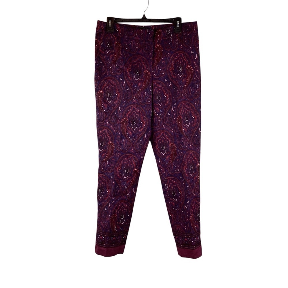 Talbots Signature Purple Paisley Cotton Silk Ankle Pants Size 8 - Picture 1 of 6